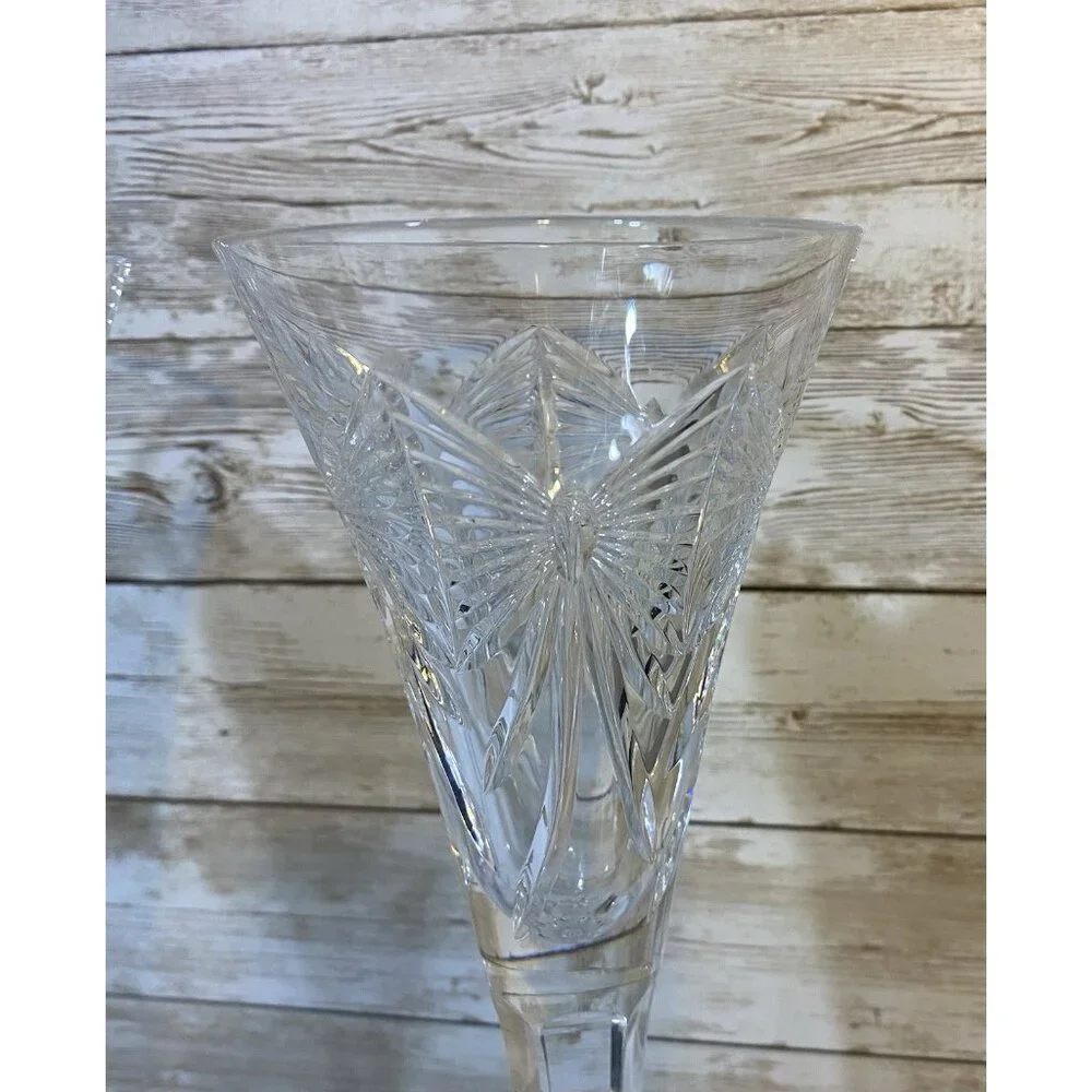 Pair Waterford Crystal Millennium HAPPINESS Toasting Flutes Champagne Glasses - Picture 2 of 8